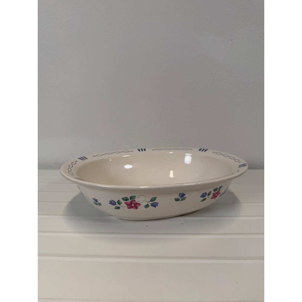 Pfaltzgraff Tea Rose Oval Vegetable Serving Bowl Stoneware Made in USA 10.5 Inch